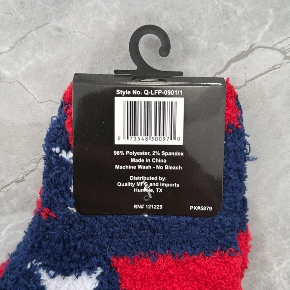 Women's Fashion Plush Socks Two Pairs of Fuzzy Socks Stars And Stripes Size 9-11